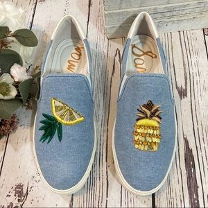 Sam Edelman Evelina Pineapple Lemon Denim Slipon